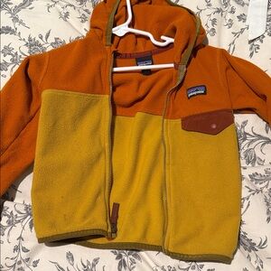 Patagonia Orange and Yellow Hooded Fleece